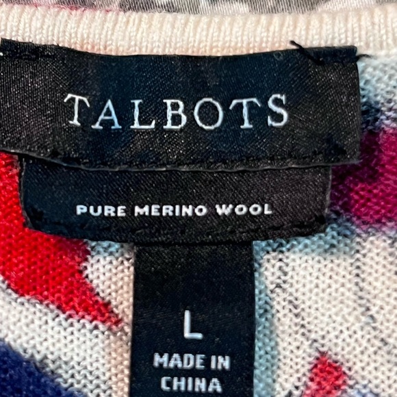 TALBOTS Lightweight Merino Wool Sweater women’s Floral Paisley Bloom Large - Picture 5 of 8